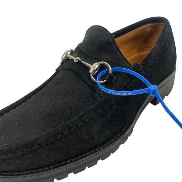 Gucci Horsebit Suede Lug Sole Slip On Loafer Black Men Size 10/ US 11 - Picture 14 of 16